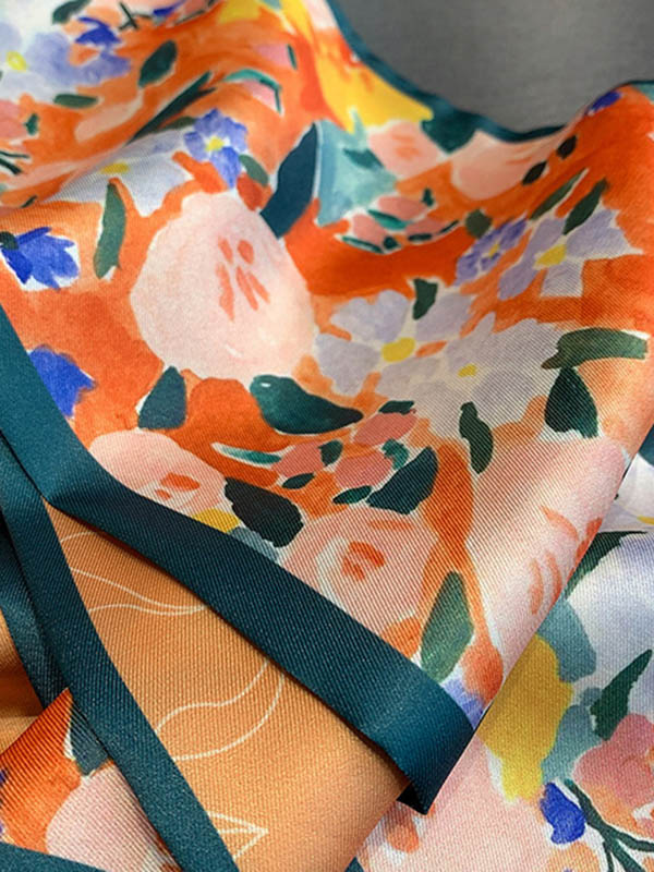 Vintage Silk Imitation Printed Scarf by migunica