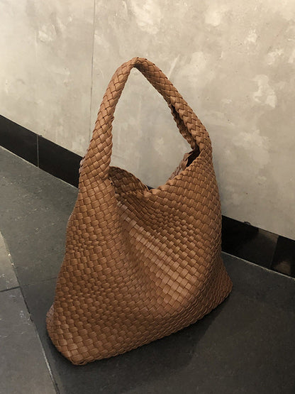 Solid Color Woven Bags Handbags by migunica