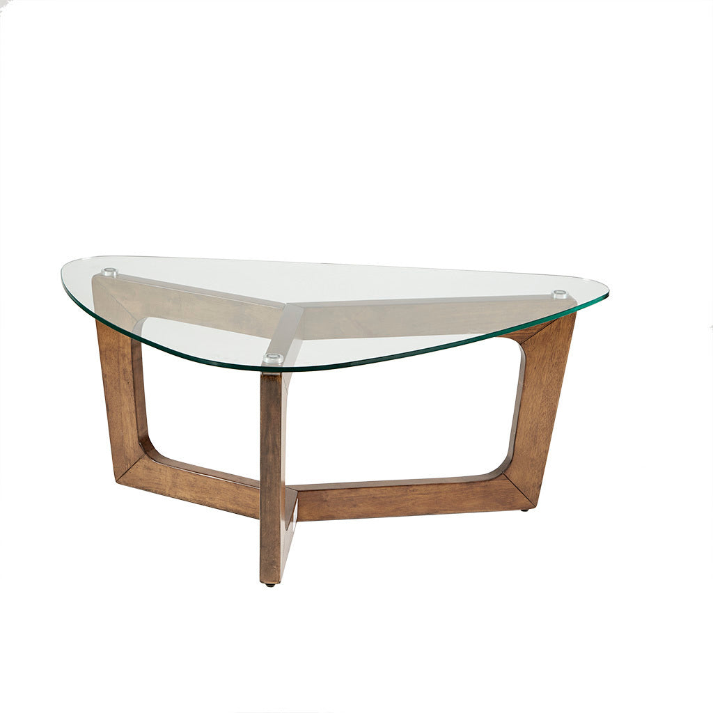 Wood Base Tempered Glass Top Coffee Table by Blak Hom