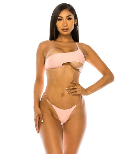 One Shoulder Clear Straps Bikini