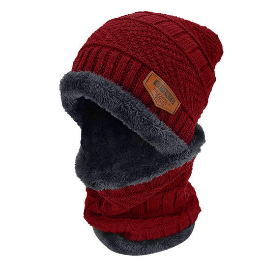 Winter Beanie Hat Scarf Set Unisex Warm Knitting Skull Cap Neck Warmer For Walking Running Hiking Camping Outdoors Gift - Red by VYSN