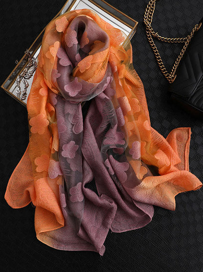 Original Floral Sun-Protection Silk Scarf by migunica