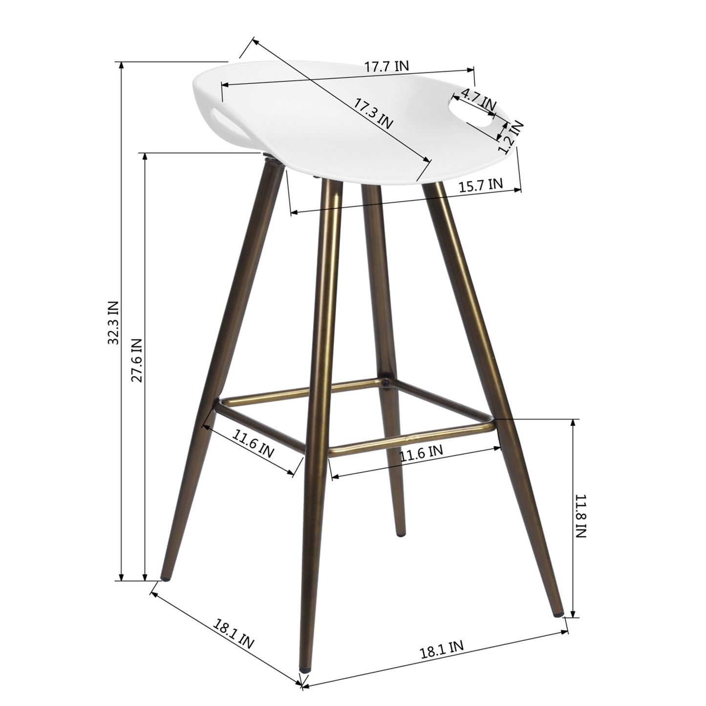 Bak Bar & Counter Stool (Set of 2) - White & Gold