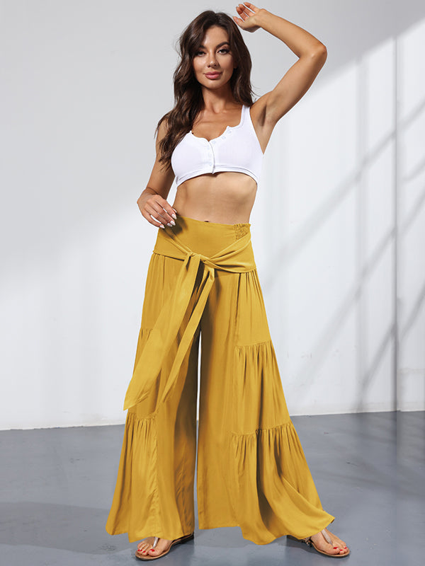 11 Colors Simple High Waisted Solid Color Casual Wide Leg Pants by migunica