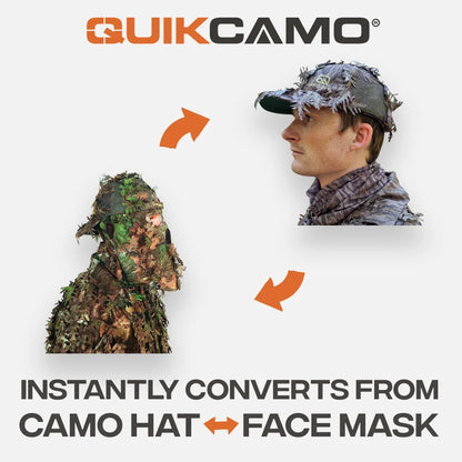 2-in-1 REAR Leafy Face Mask and Camo Hat (Fitted) by QuikCamo