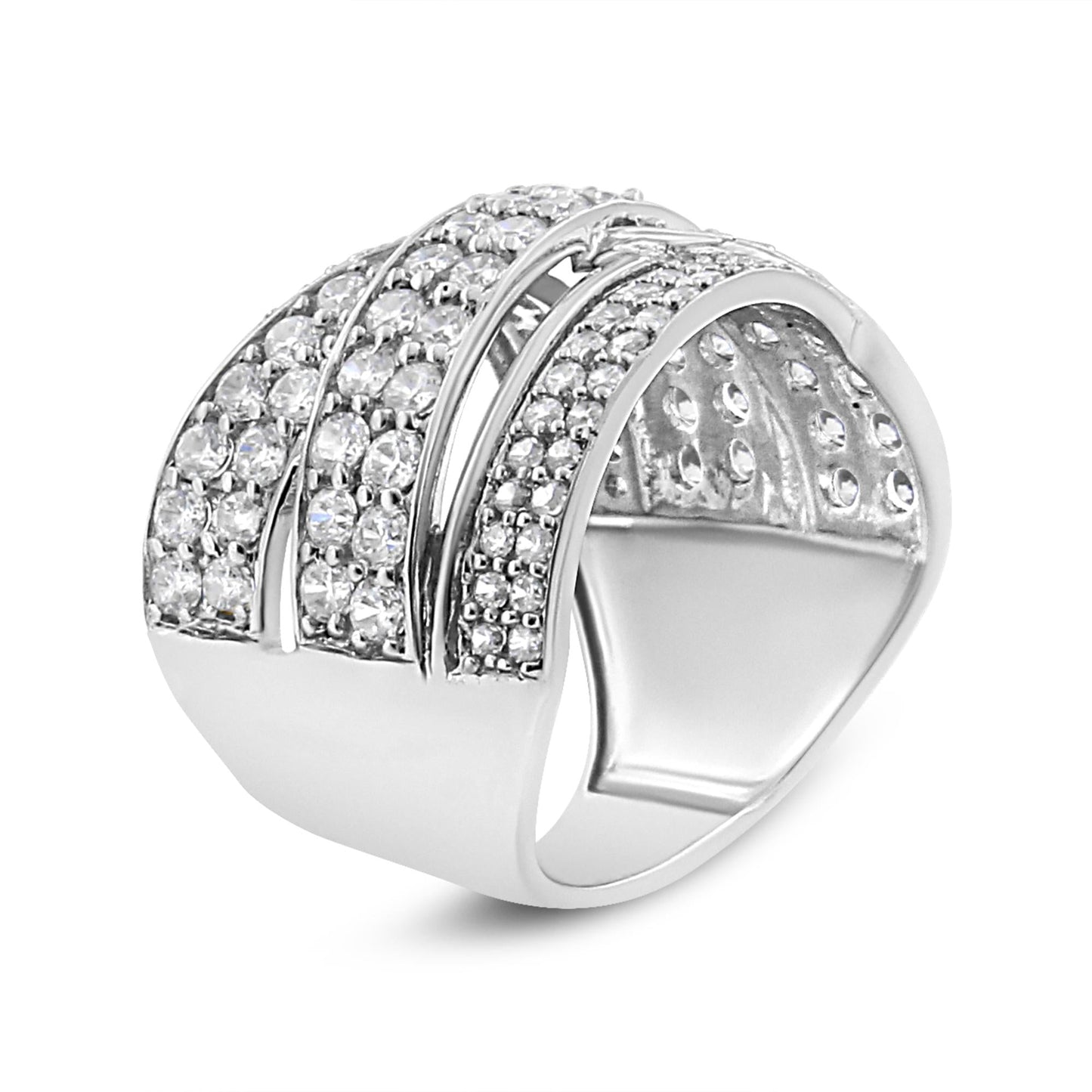 .925 Sterling Silver 2.00 Cttw Round-Cut Diamond Overlapping Bypass Band Ring (I-J Color, I2-I3 Clarity) by Infinite Jewels