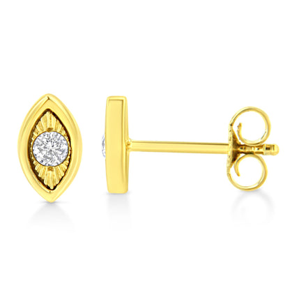 10K Yellow Gold Plated .925 Sterling Silver 1/10 Cttw Miracle-Set Diamond Stud Earrings - Choice of Shapes by Infinite Jewels