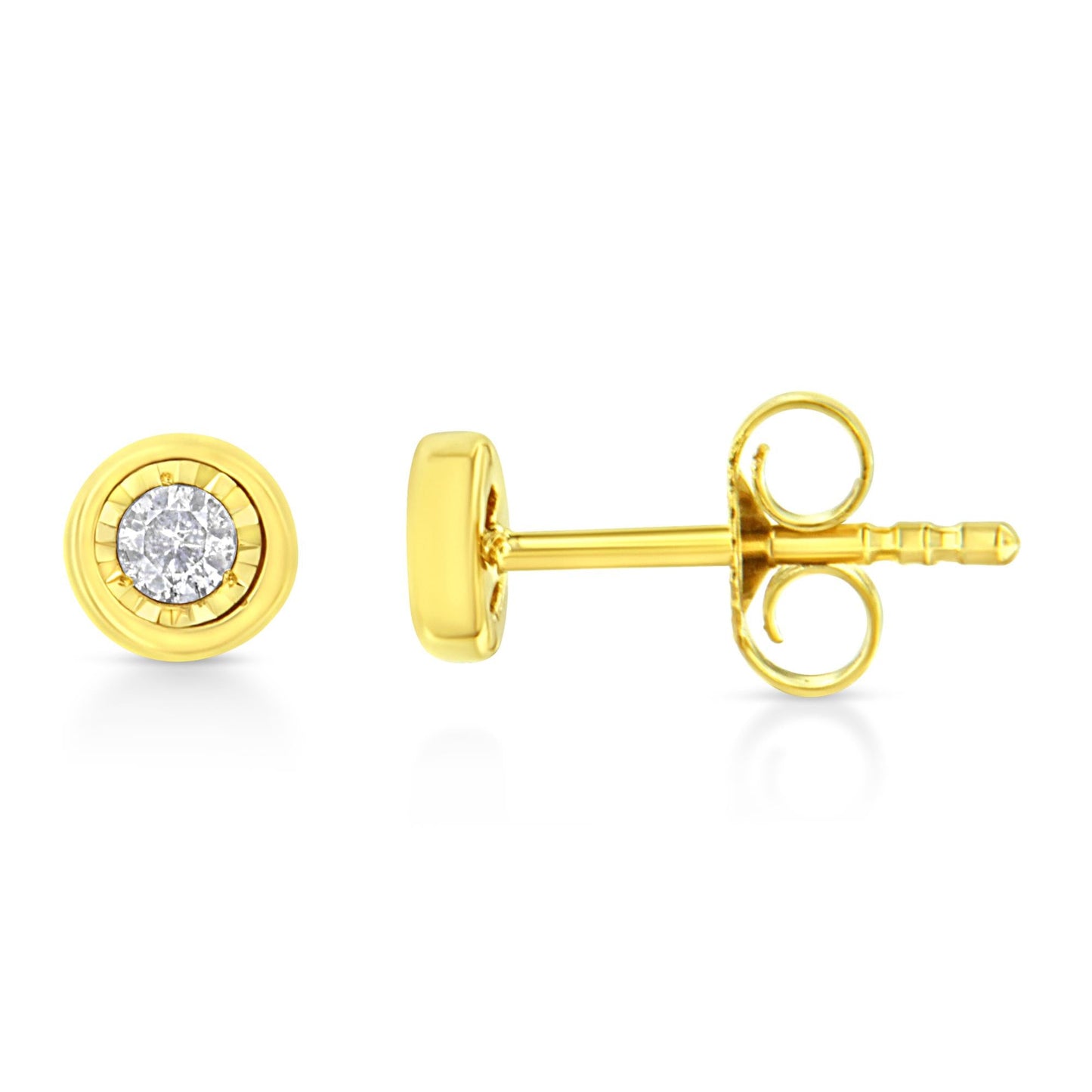 10K Yellow Gold Plated .925 Sterling Silver 1/10 Cttw Miracle-Set Diamond Stud Earrings - Choice of Shapes by Infinite Jewels