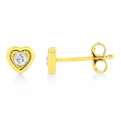 10K Yellow Gold Plated .925 Sterling Silver 1/10 Cttw Miracle-Set Diamond Stud Earrings - Choice of Shapes by Infinite Jewels