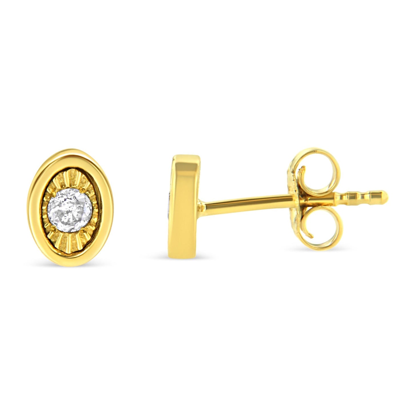 10K Yellow Gold Plated .925 Sterling Silver 1/10 Cttw Miracle-Set Diamond Stud Earrings - Choice of Shapes by Infinite Jewels