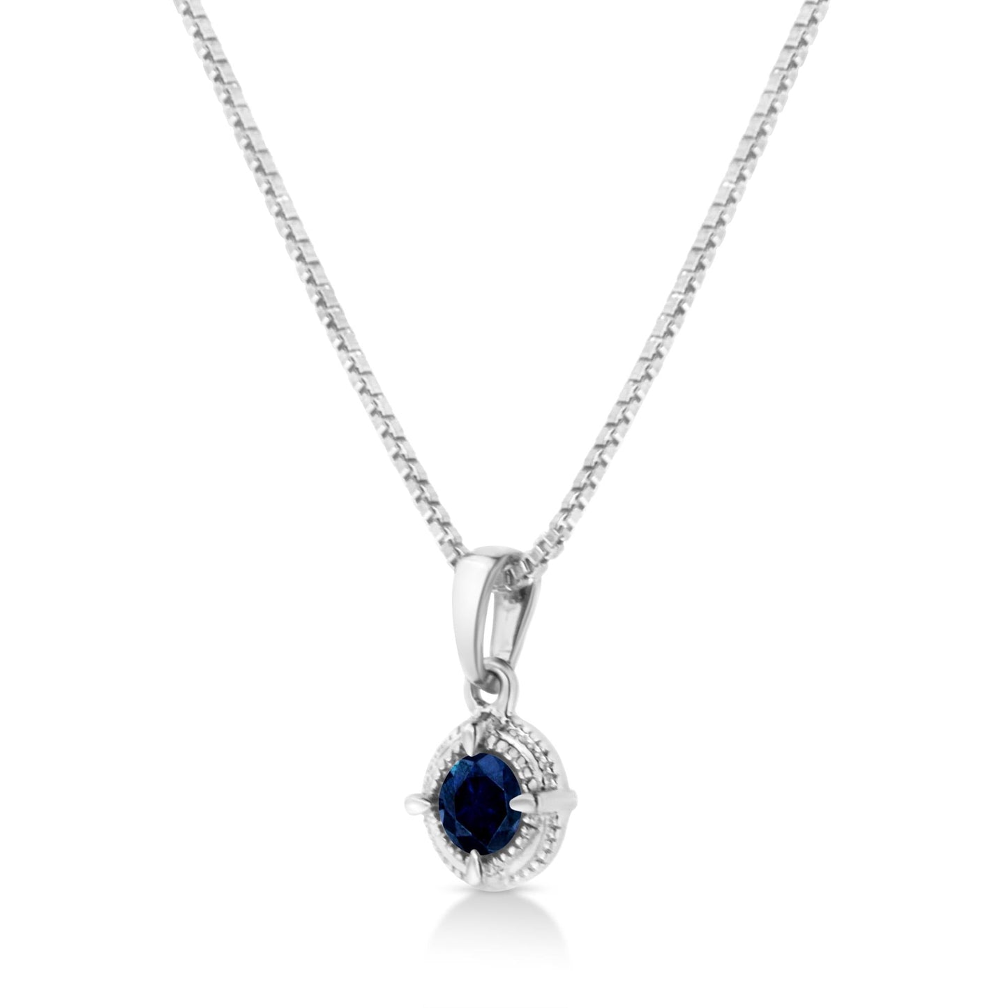 .925 Sterling Silver Treated Color Diamond Solitaire 18" Milgrain Pendant Necklace by Infinite Jewels