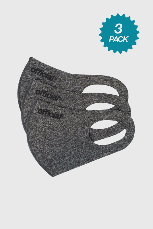 3 Pack - Official Nano-Polyurethane Face Mask (Heather Grey) by The Official Brand