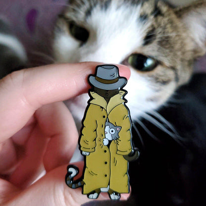 3 Cats in a Trench Coat Pin by Kolorspun