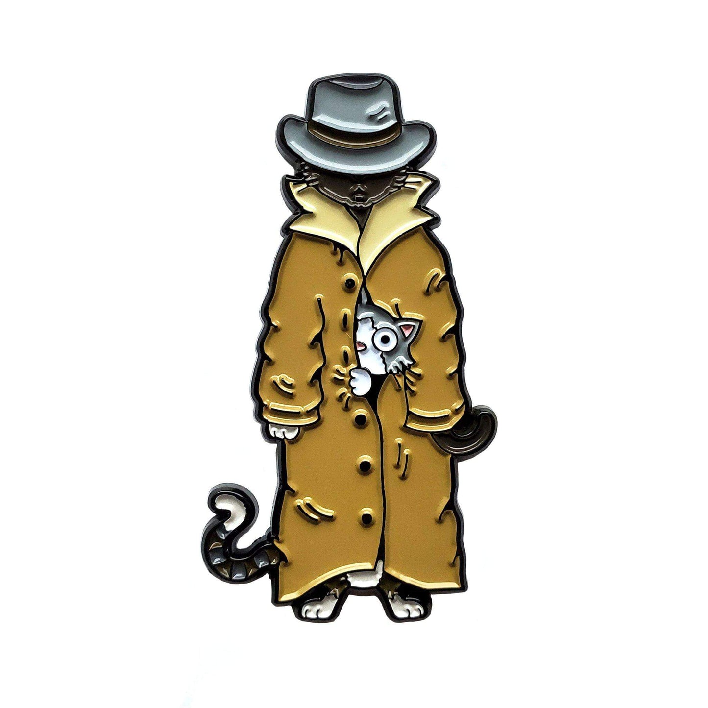 3 Cats in a Trench Coat Pin by Kolorspun