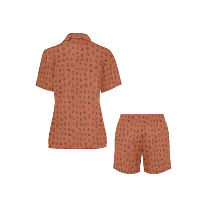 Mini Rust Cattle Brands Women's Western Pajama Set by Baha Ranch Western Wear