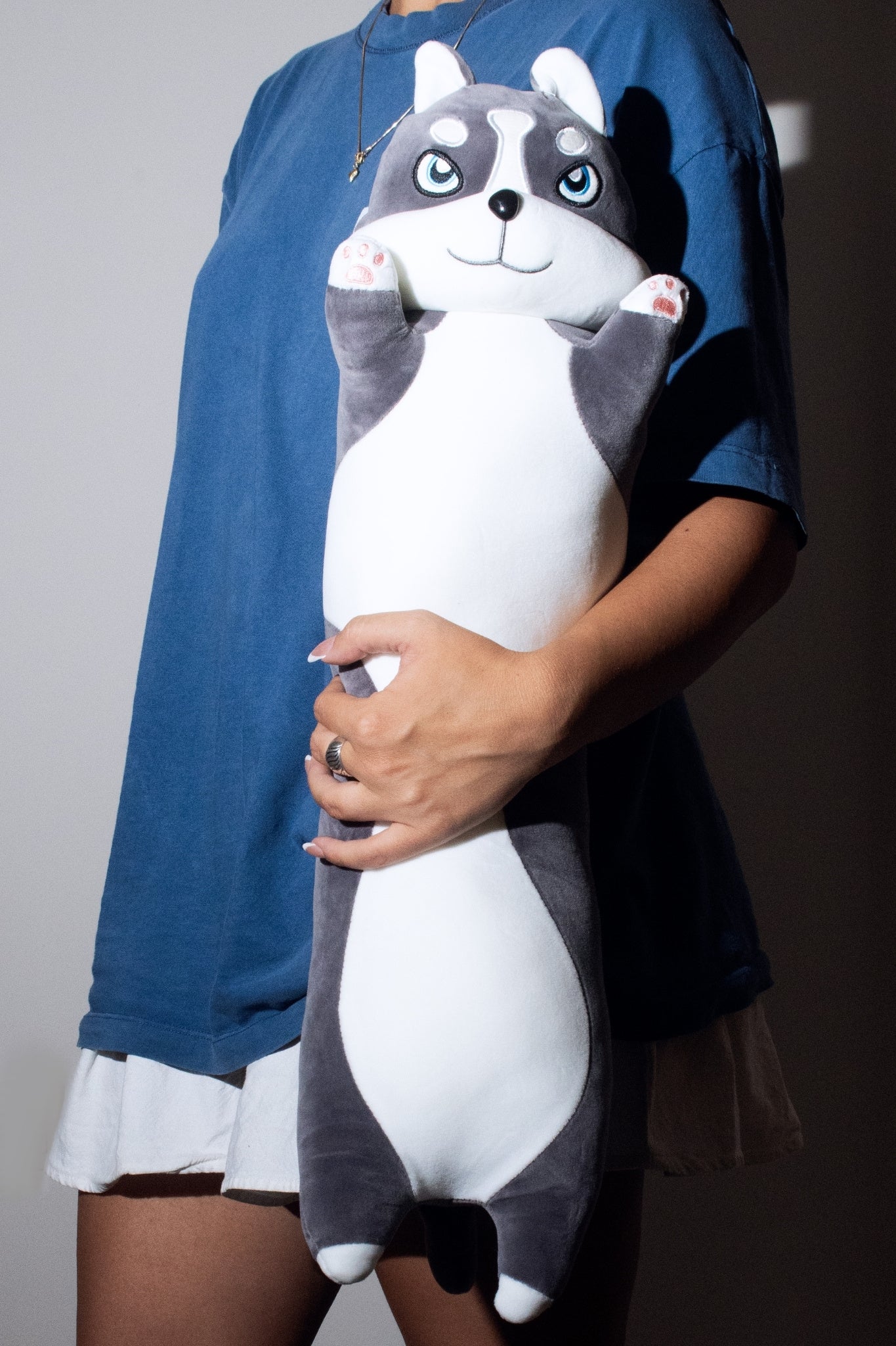 Wolfy - Soft and cuddly long cat (Grey) by Plushy Planet