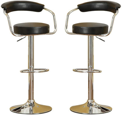 Contemporary Style Black Bar Stool Counter Height Chairs Set of 2 Adjustable Swivel Kitchen Island Stools