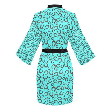 Mini Turquoise Horeshoe Women's Lounge Kimono Robe by Baha Ranch Western Wear