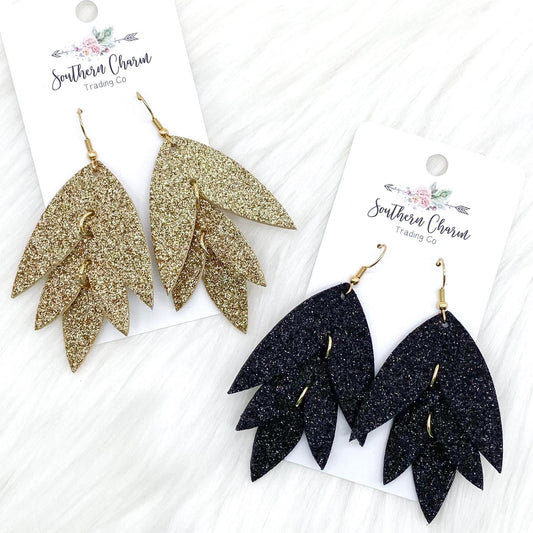 3" Glittery New Years Lilli Belles - New Years Earrings by Doohickies Wholesale