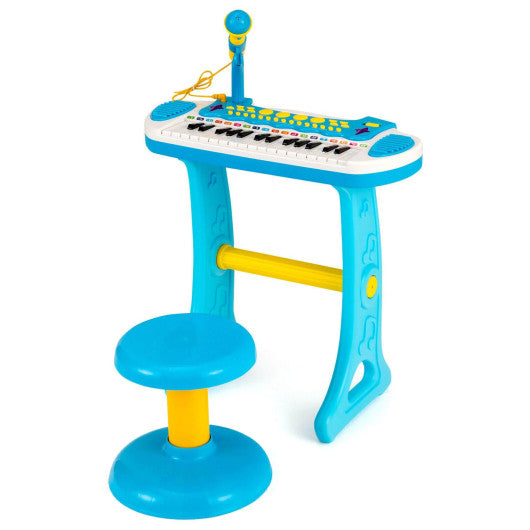 31-Key Kids Piano Keyboard Toy with Microphone and Multiple Sounds for Age 3+-Blue by VYSN