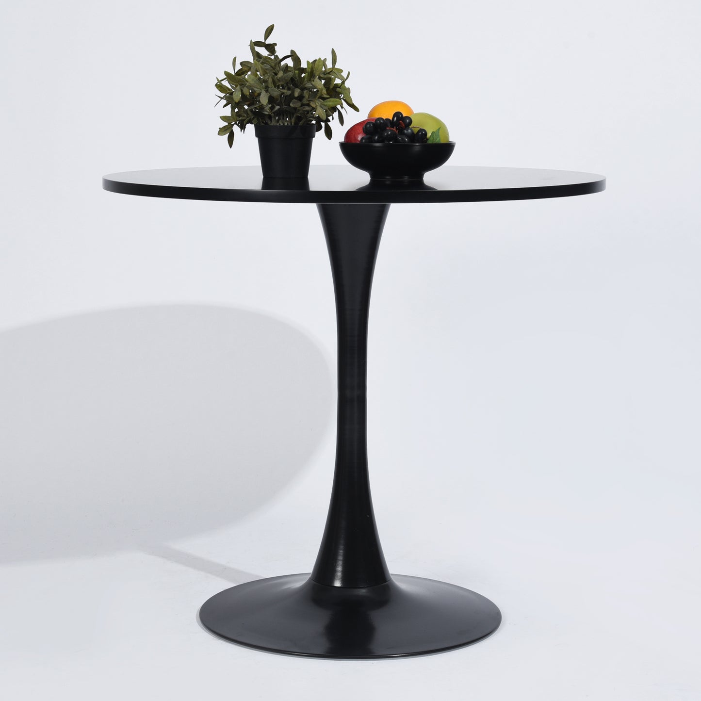 Modern 31.5" Dining Table with Round Top and Pedestal Base in bLack color