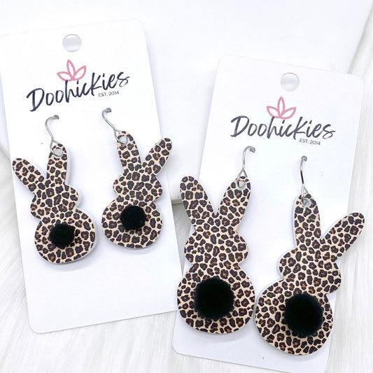 NEW Leopard Bunny Tail Acrylics -Earrings by Doohickies Wholesale