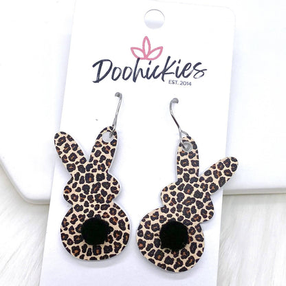 NEW Leopard Bunny Tail Acrylics -Earrings by Doohickies Wholesale