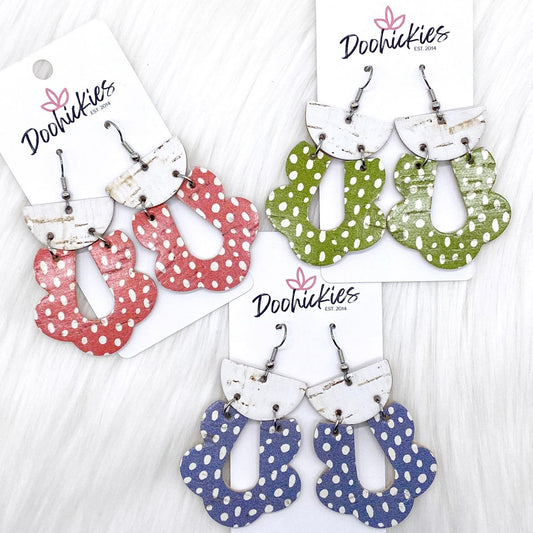 2.5" White & Vintage Doodle Dot Cork Loopies (3 Colors) -Earrings by Doohickies Wholesale