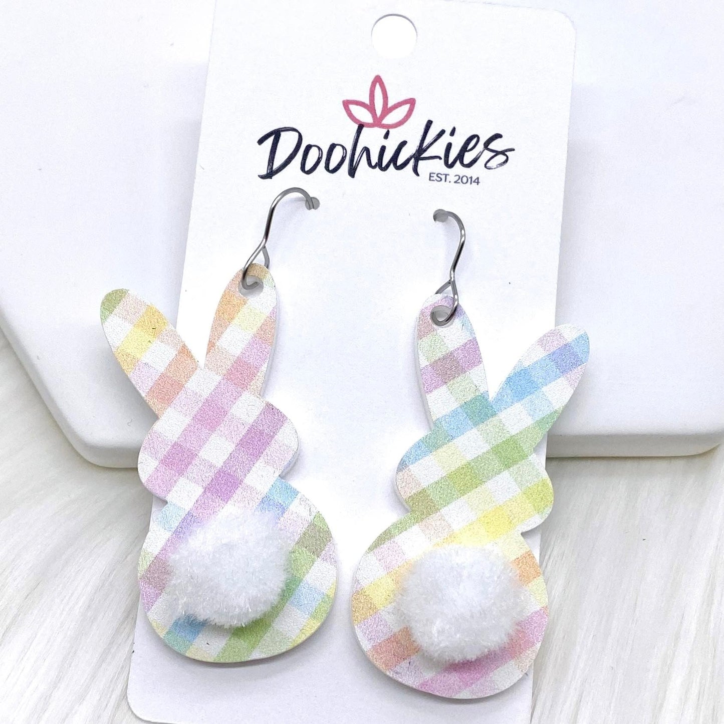 NEW Pastel Bunny Tail Acrylics -Earrings by Doohickies Wholesale