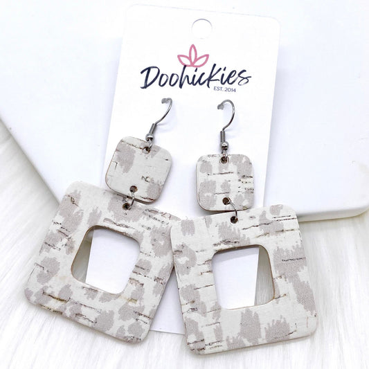 2.5" Nude Leopard Square Corkies -Earrings by Doohickies Wholesale