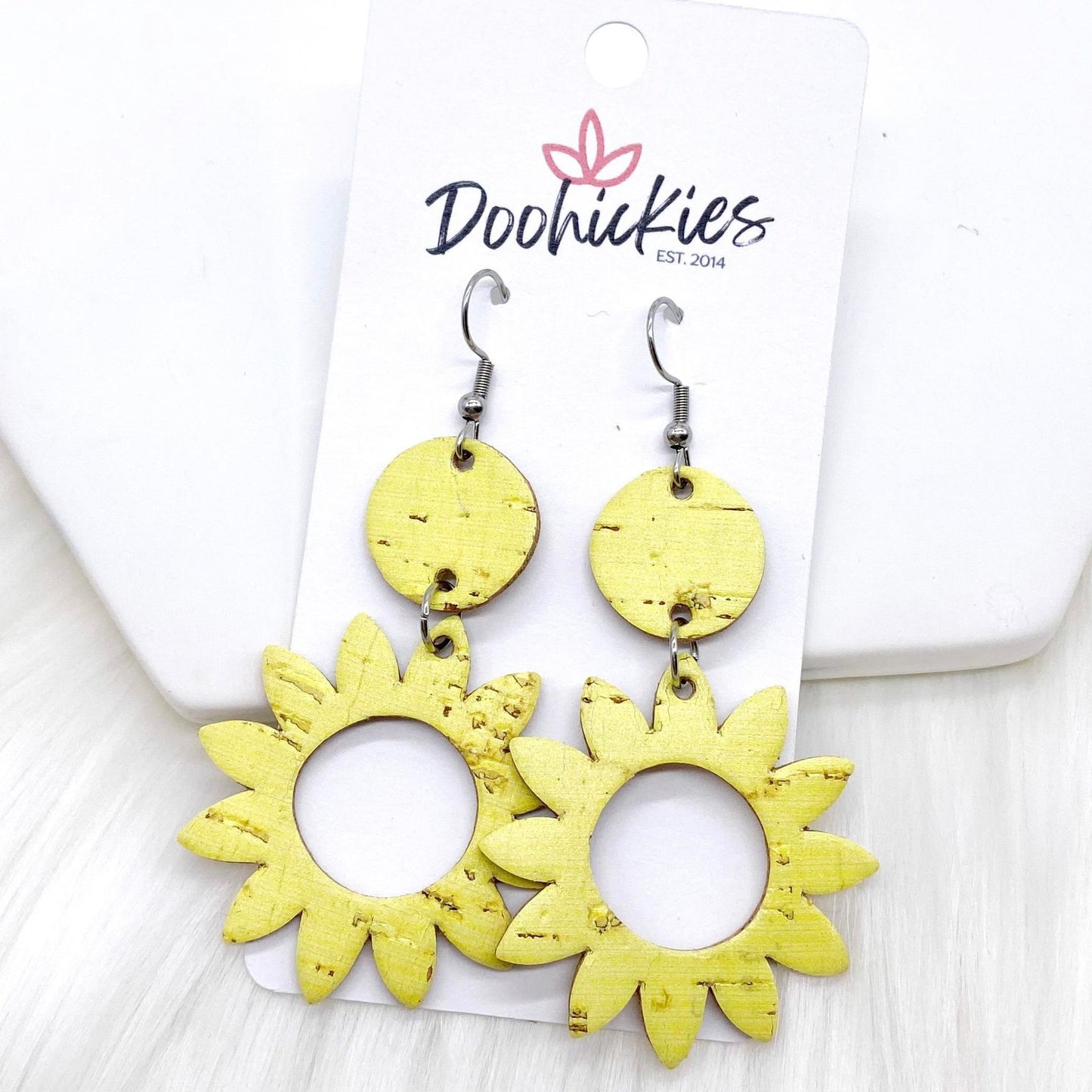 2.5" Daisy Piggyback Corkies (5 Colors) -Earrings by Doohickies Wholesale