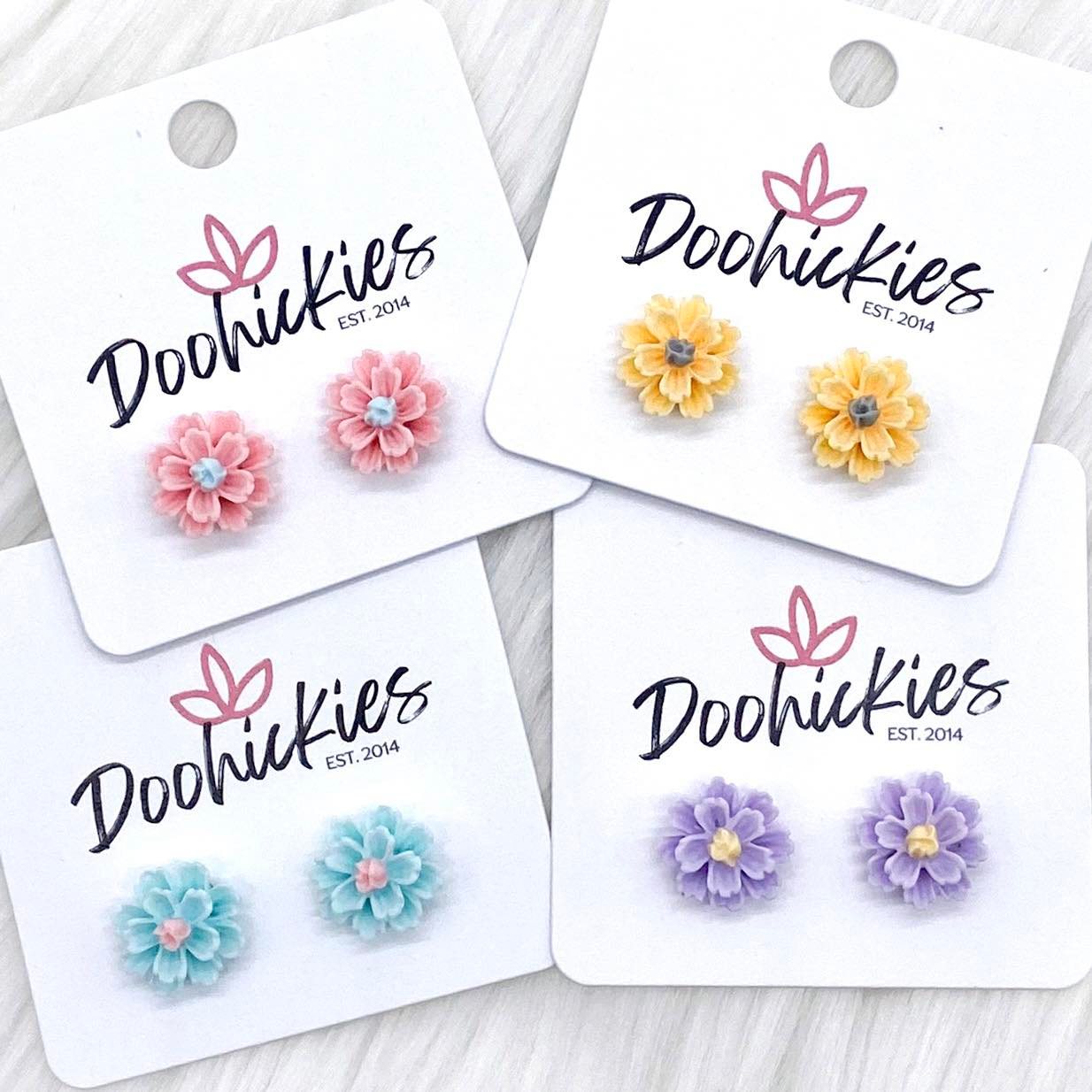 12mm Spring Wildflower Dayzz Studs -Earrings by Doohickies Wholesale