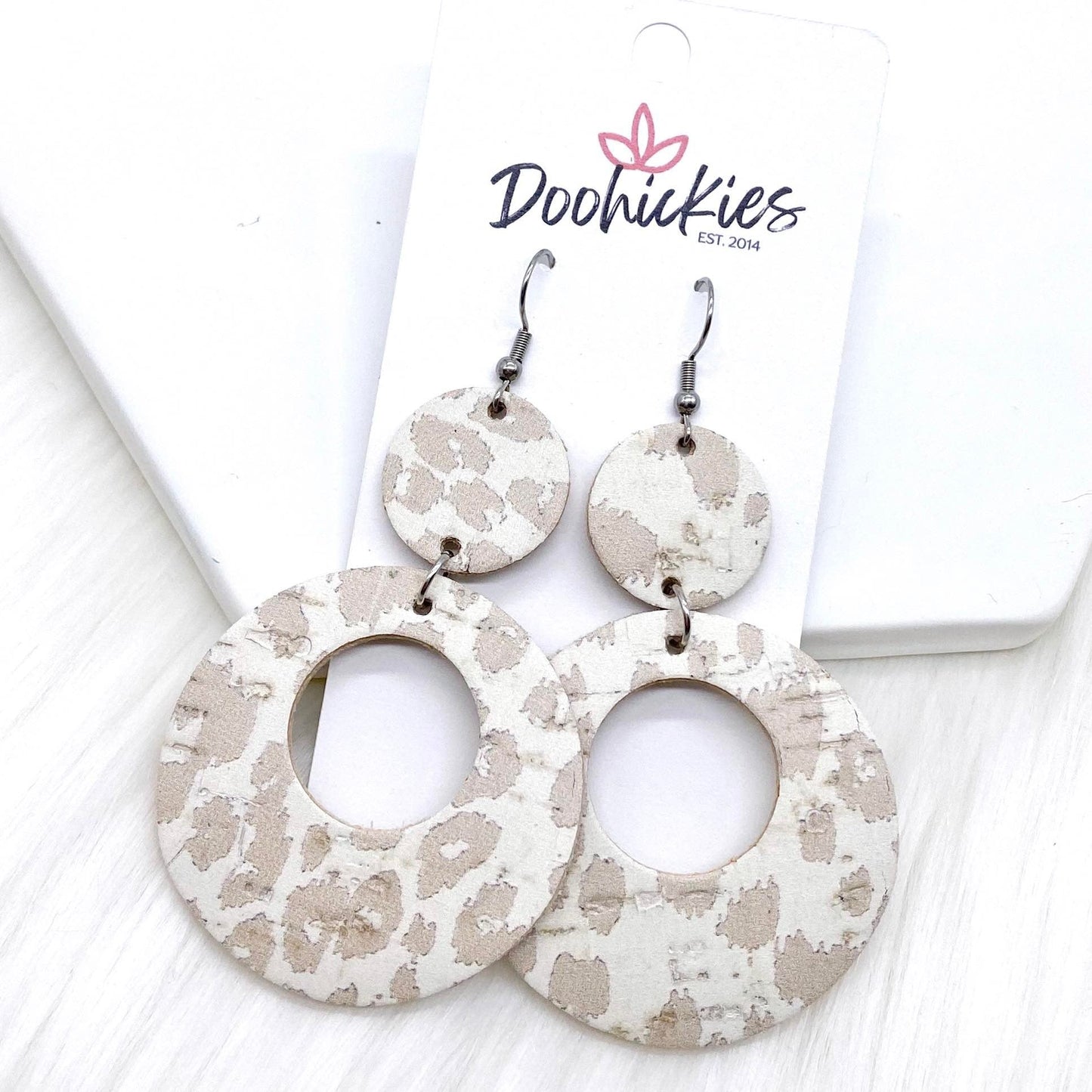 2.5” Nude Leopard Double O Corkies -Earrings by Doohickies Wholesale