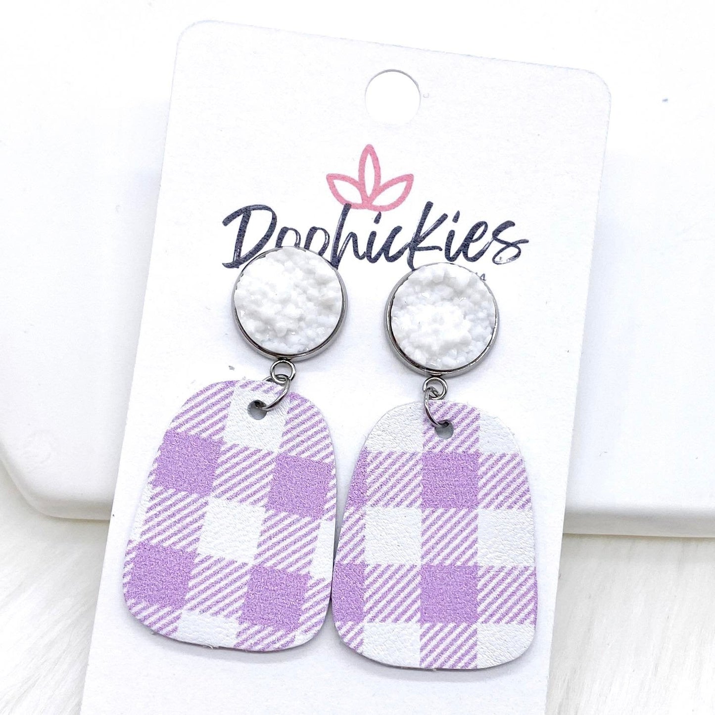 2" Spring Gingham Baby Bells -Earrings by Doohickies Wholesale