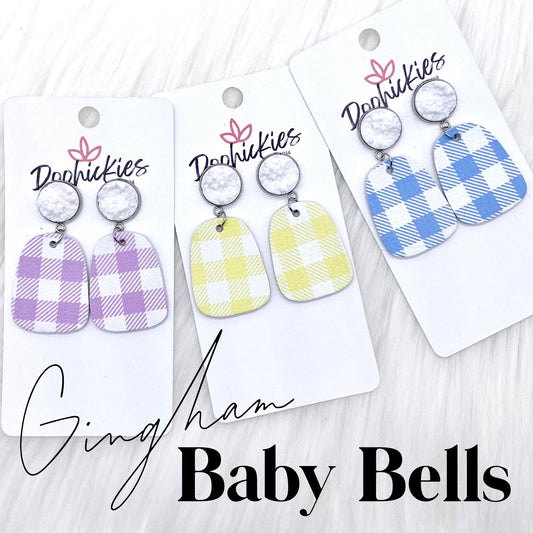 2" Spring Gingham Baby Bells -Earrings by Doohickies Wholesale