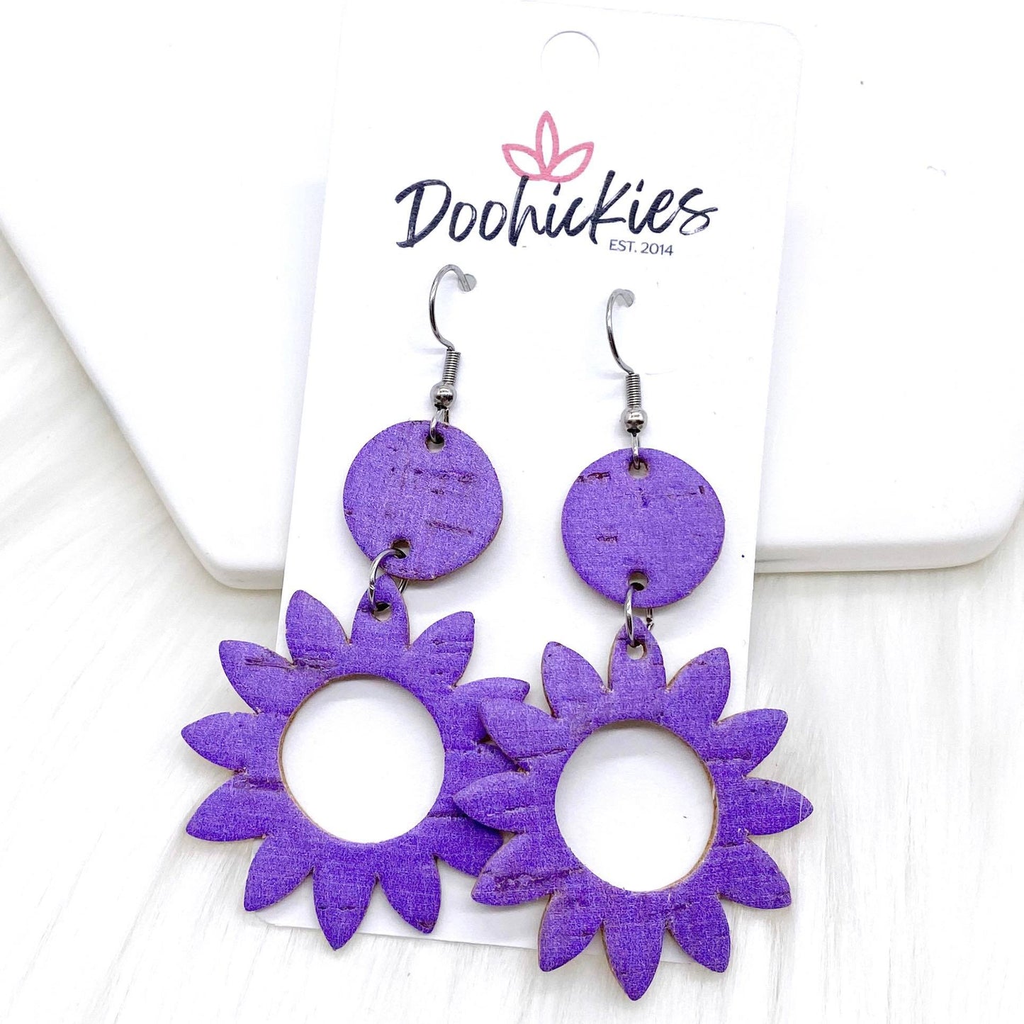 2.5" Daisy Piggyback Corkies (5 Colors) -Earrings by Doohickies Wholesale