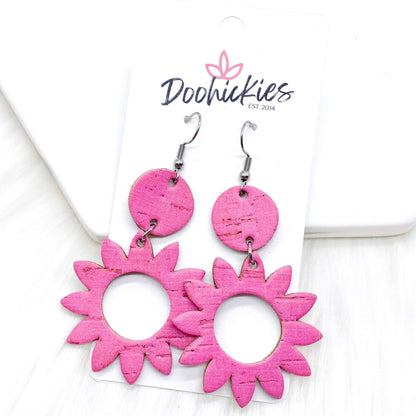 2.5" Daisy Piggyback Corkies (5 Colors) -Earrings by Doohickies Wholesale