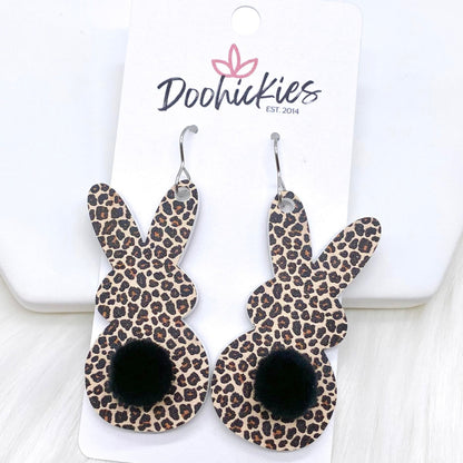 NEW Leopard Bunny Tail Acrylics -Earrings by Doohickies Wholesale