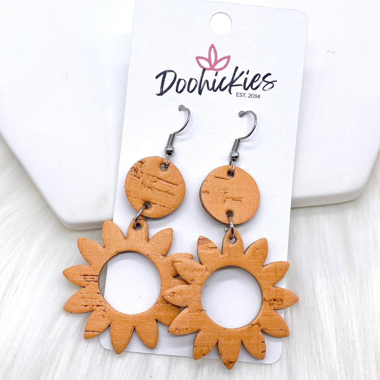 2.5" Daisy Piggyback Corkies (5 Colors) -Earrings by Doohickies Wholesale