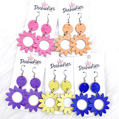 2.5" Daisy Piggyback Corkies (5 Colors) -Earrings by Doohickies Wholesale