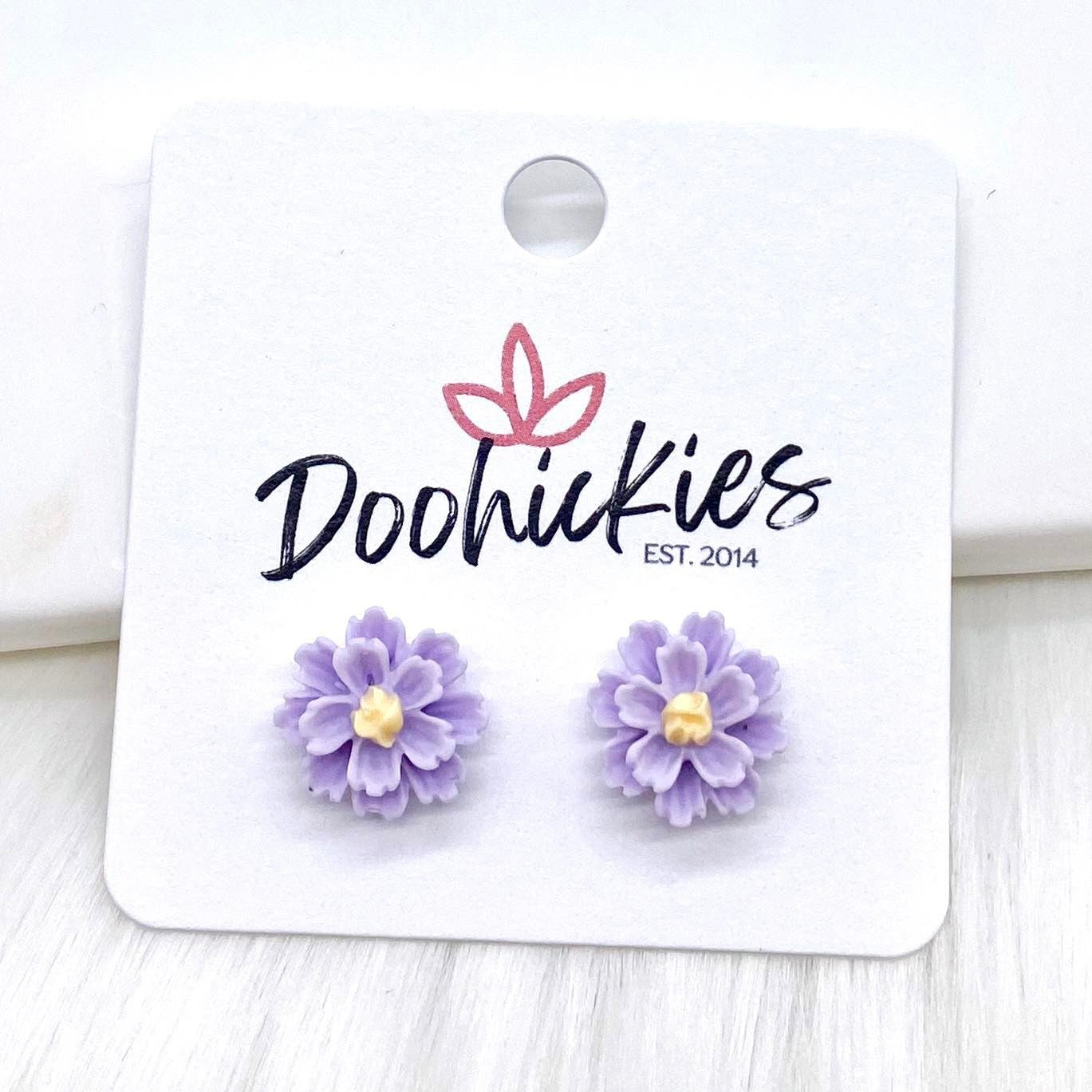 12mm Spring Wildflower Dayzz Studs -Earrings by Doohickies Wholesale