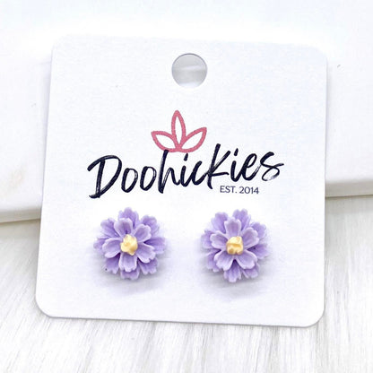 12mm Spring Wildflower Dayzz Studs -Earrings by Doohickies Wholesale