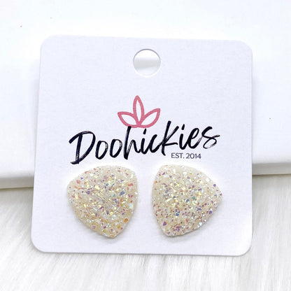 16mm Glittery Spring Triangles -Earrings by Doohickies Wholesale