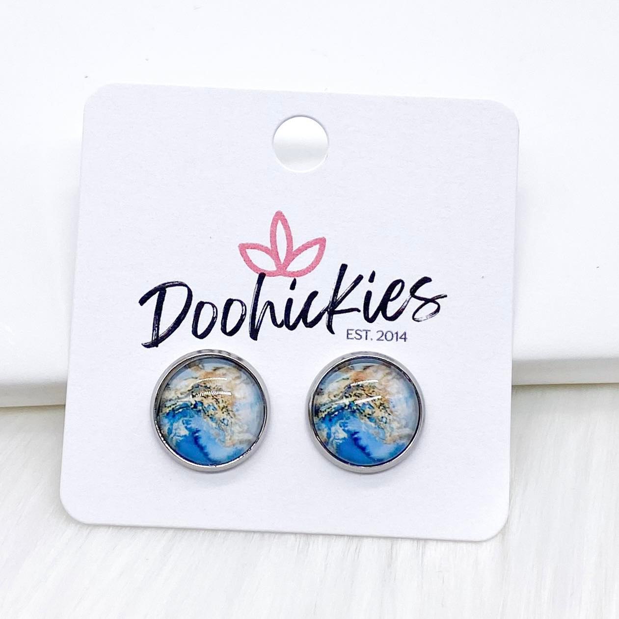 12mm Marble Singles -Earrings by Doohickies Wholesale