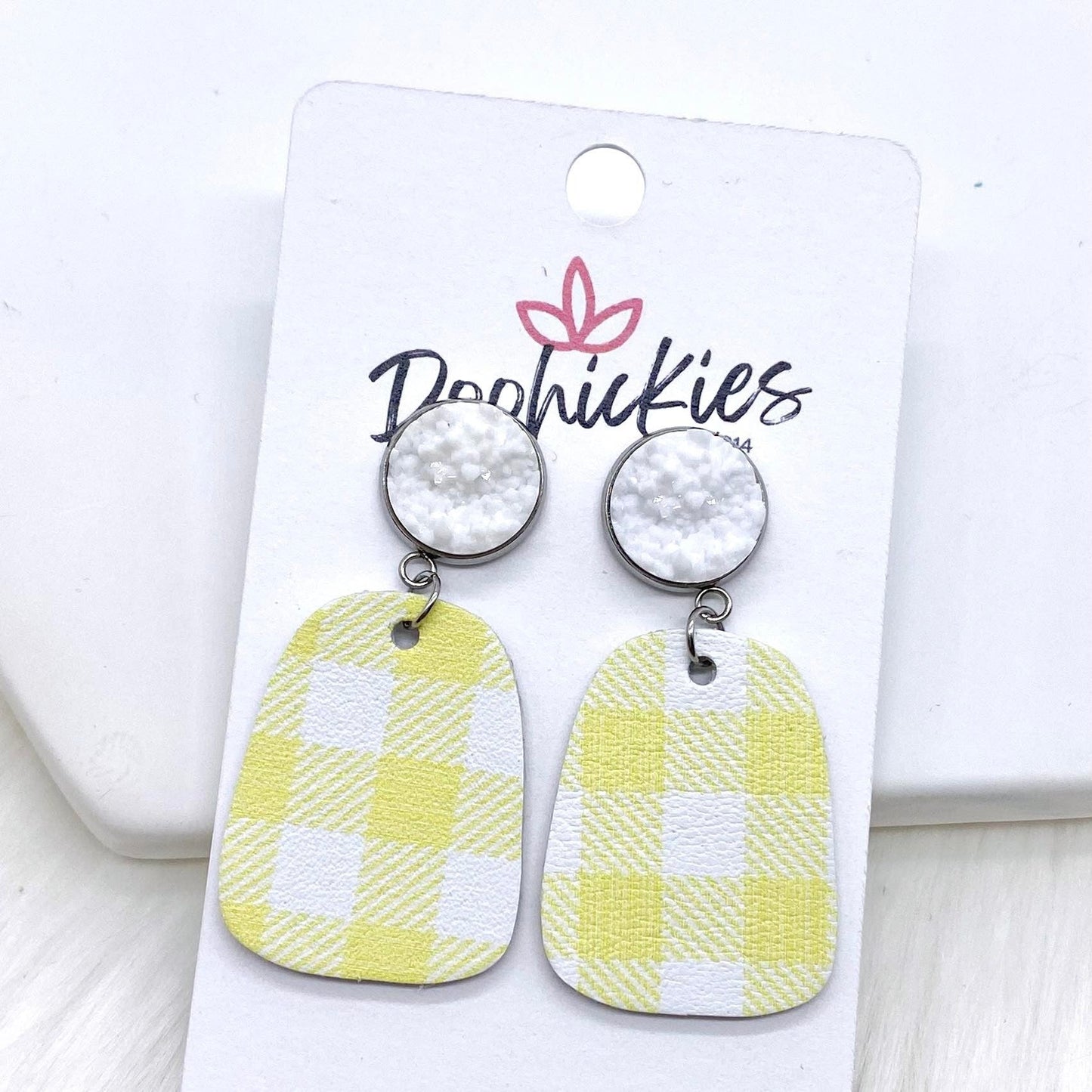 2" Spring Gingham Baby Bells -Earrings by Doohickies Wholesale