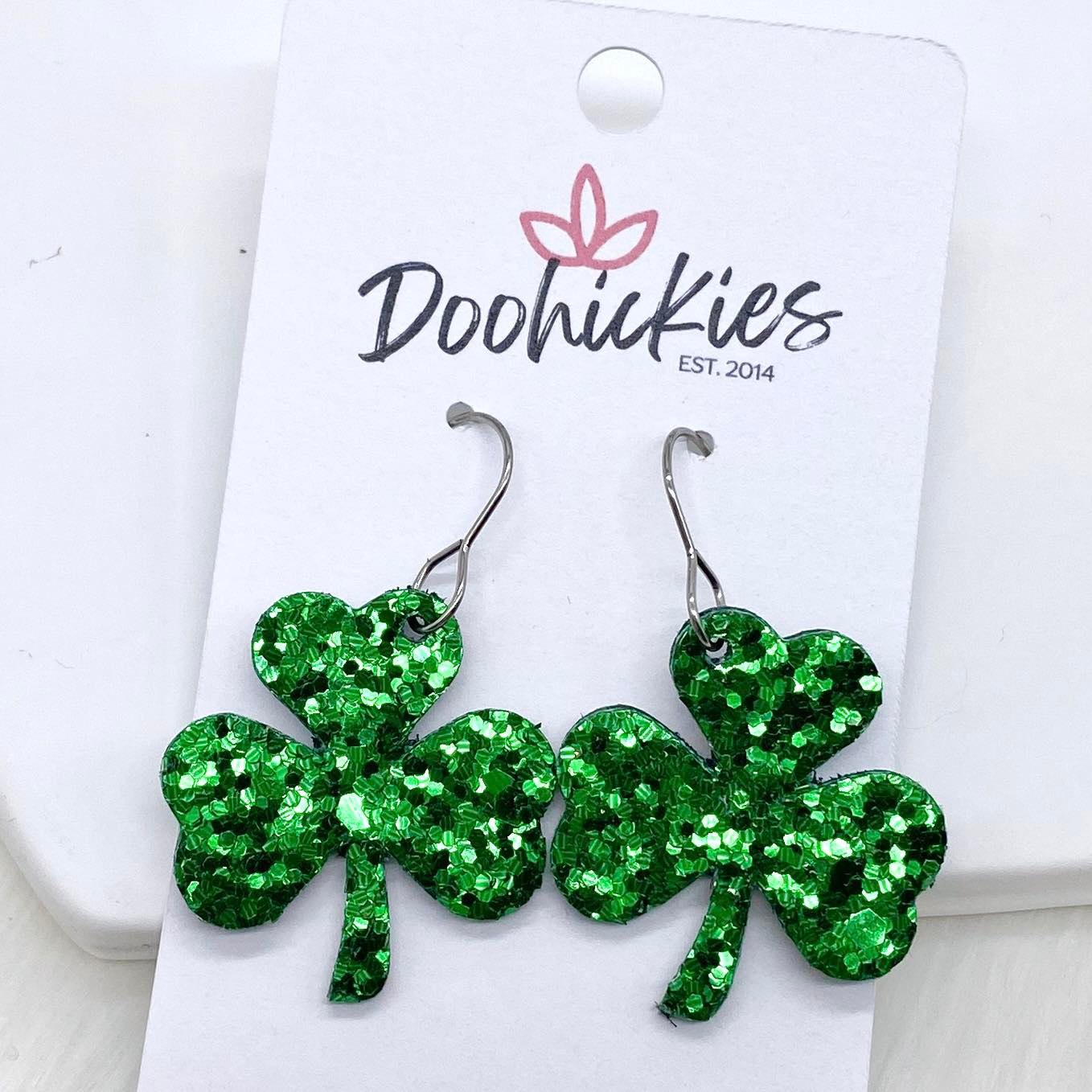 1.25" Itty Bitty Shamrocks -Earrings by Doohickies Wholesale