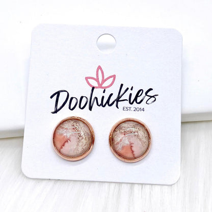 12mm Marble Singles -Earrings by Doohickies Wholesale