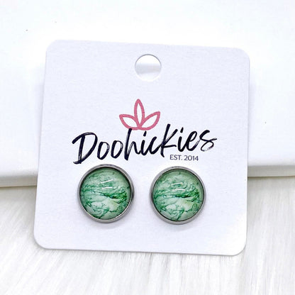 12mm Marble Singles -Earrings by Doohickies Wholesale