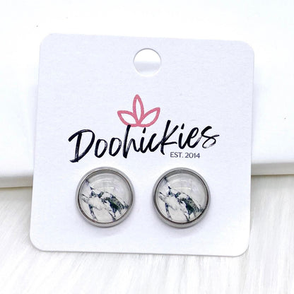 12mm Marble Singles -Earrings by Doohickies Wholesale