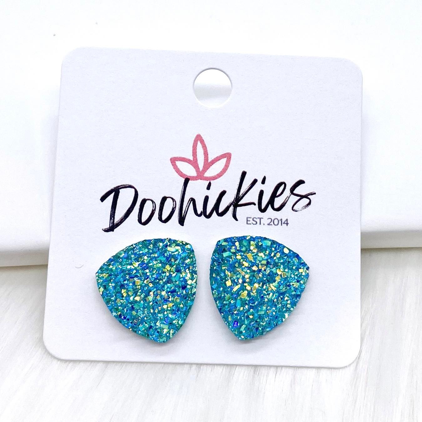 16mm Glittery Spring Triangles -Earrings by Doohickies Wholesale